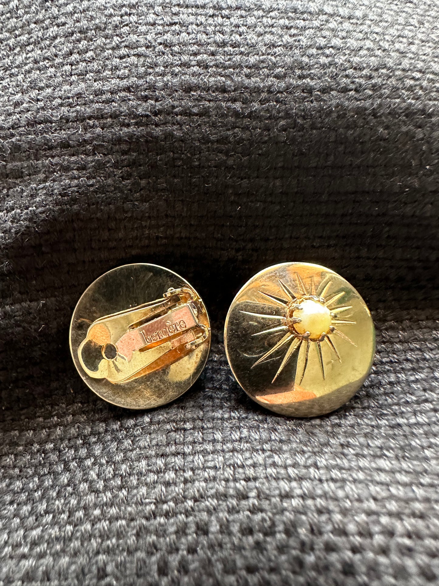 Vintage Bergère Sunburst  Clip On Earrings